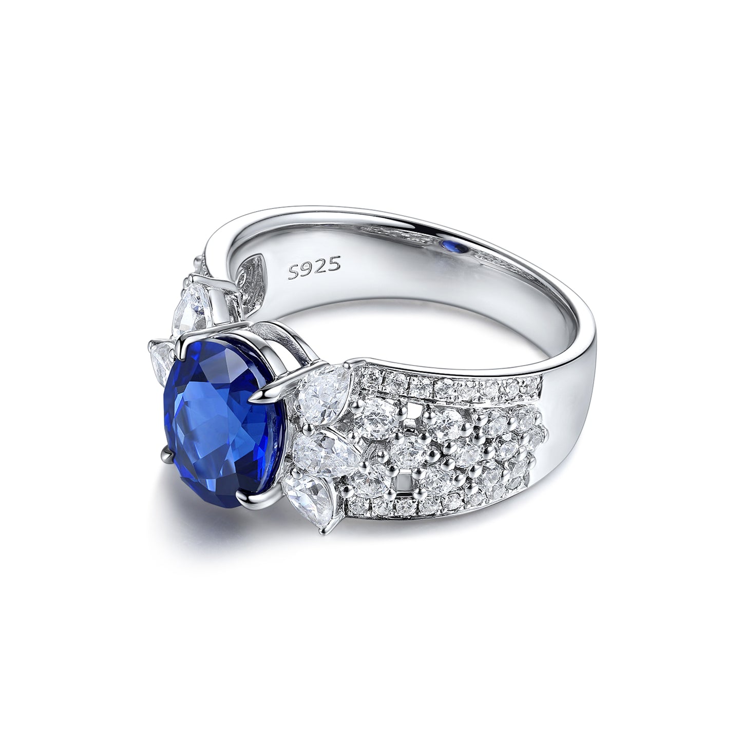 ANSTER JEWELRY 2.5 CTW Oval Lab Grown Sapphire S925 Ring plated