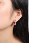 Brincos ANSTER Jewelry banhados a ouro 6,8 quilates com pedra preciosa arco-íris cultivada em laboratório vitoriano S925