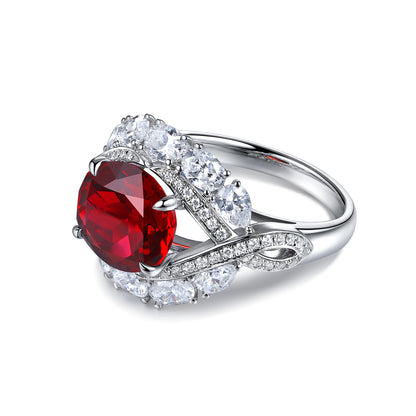 4.8 CTW Oval Lab Grown Ruby S925 Ring plated