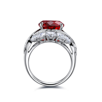 4.8 CTW Oval Lab Grown Ruby S925 Ring plated