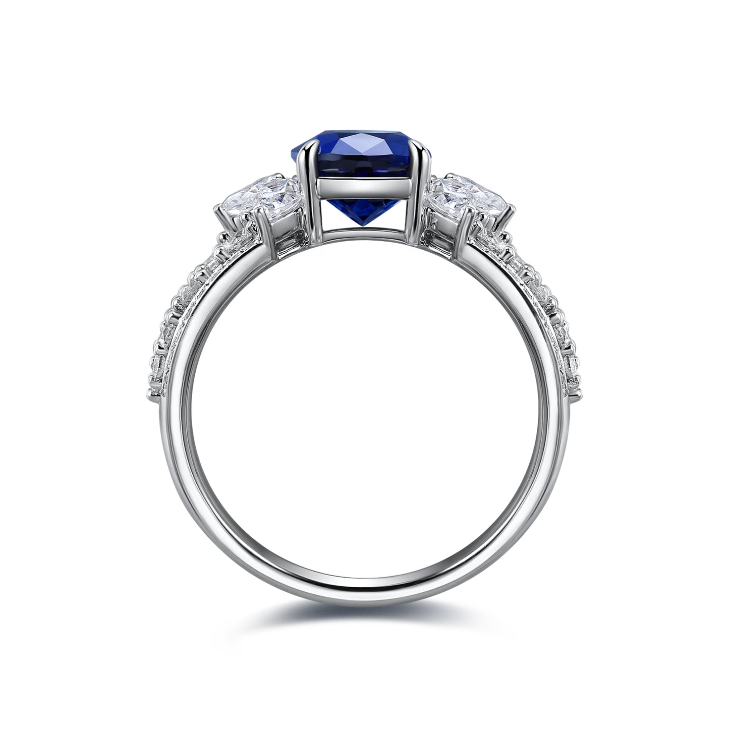 ANSTER JEWELRY 2.5 CTW Oval Lab Grown Sapphire S925 Ring plated