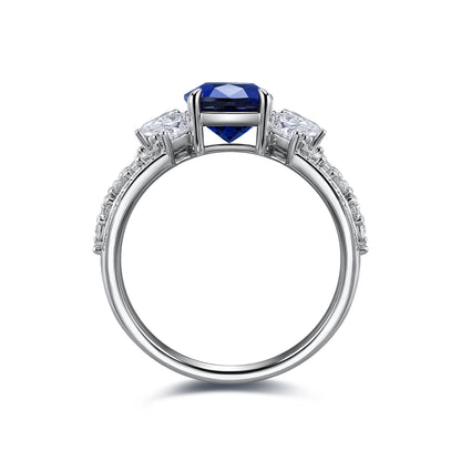 ANSTER JEWELRY 2.5 CTW Oval Lab Grown Sapphire S925 Ring plated