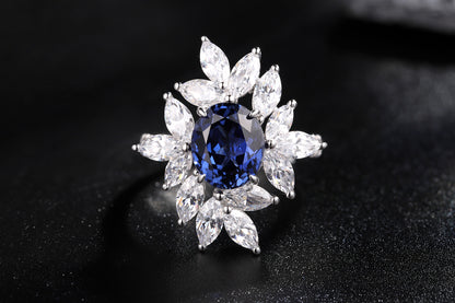 5 CTW Pear Lab Grown Sapphire S925 Ring plated
