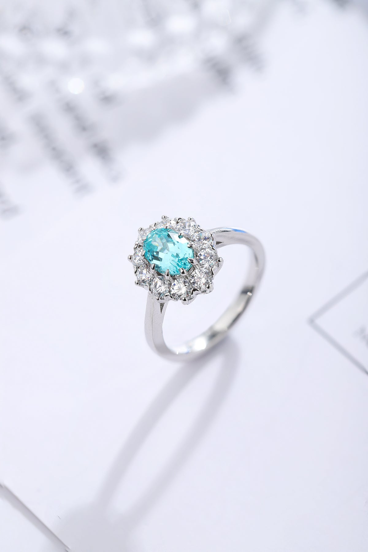 ANSTER JEWELRY 1 CTW Oval Lab Grown Paraiba S925 Ring plated