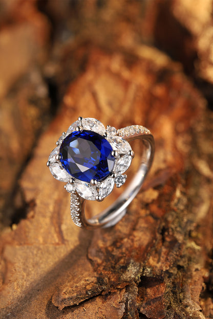 ANSTER JEWELRY 3.7 CTW Oval Lab Grown Sapphire S925 Ring plated