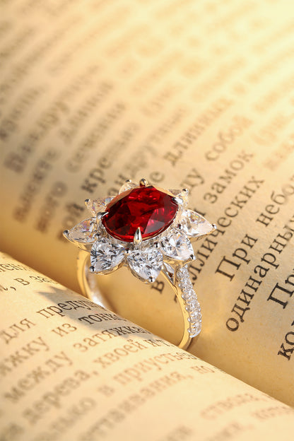 3.9 CTW Oval Lab Grown Ruby S925 Ring plated