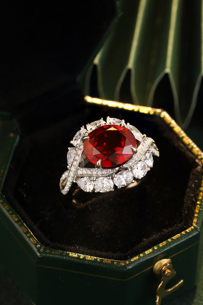 4.8 CTW Oval Lab Grown Ruby S925 Ring plated