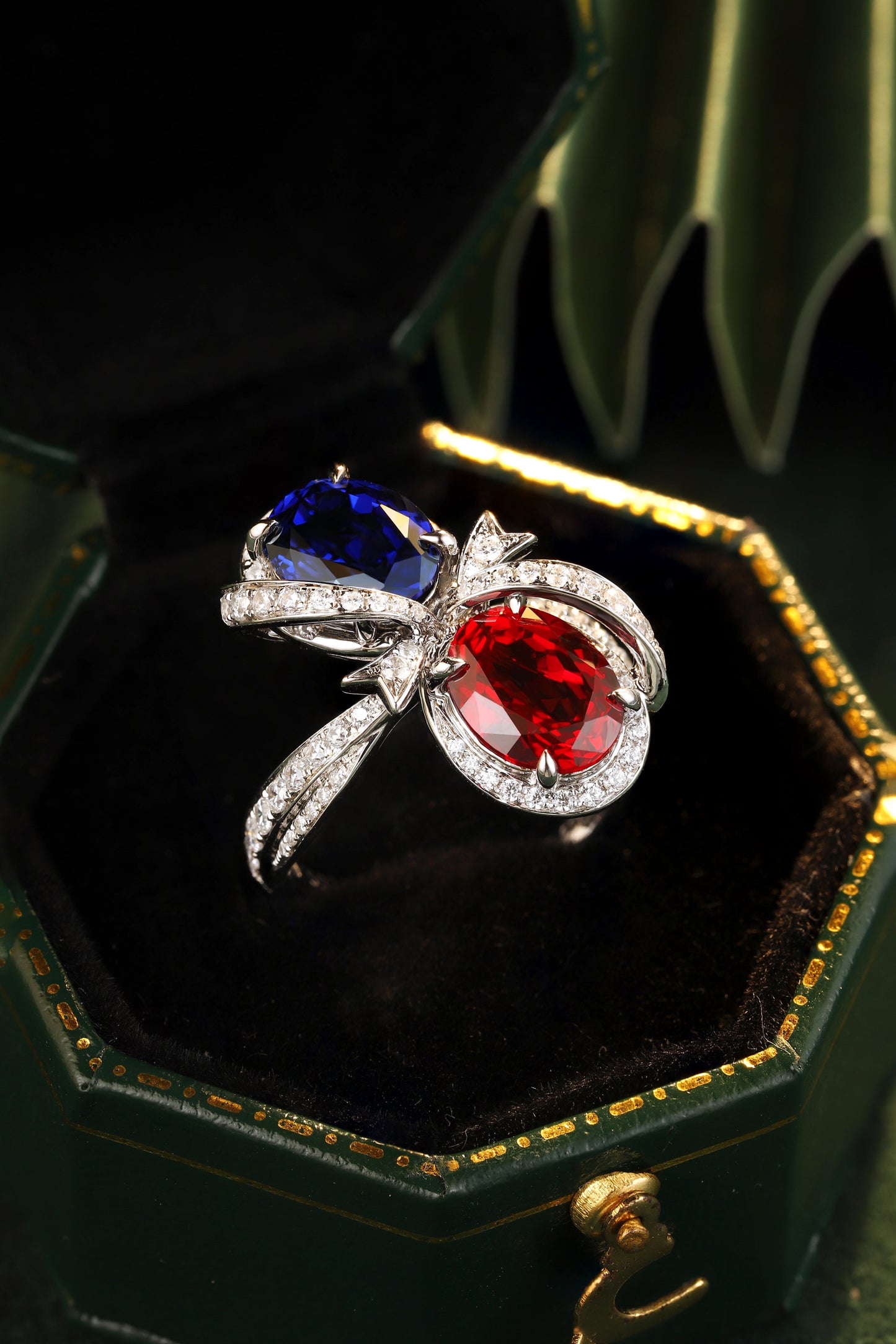 5.3 CTW Oval Lab Grown Ruby & Sapphire S925 Ring plated