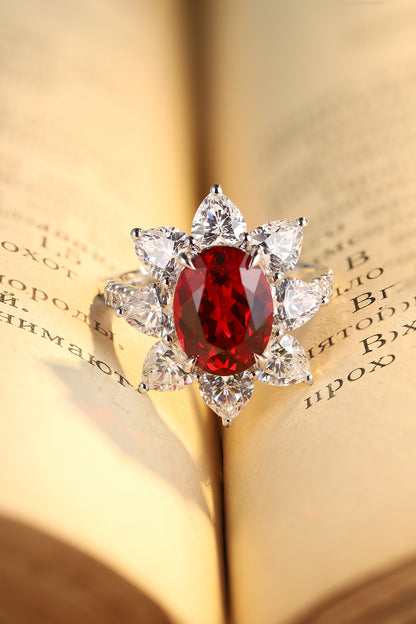 3.9 CTW Oval Lab Grown Ruby S925 Ring plated