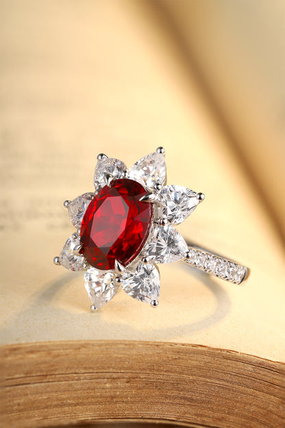3.9 CTW Oval Lab Grown Ruby S925 Ring plated