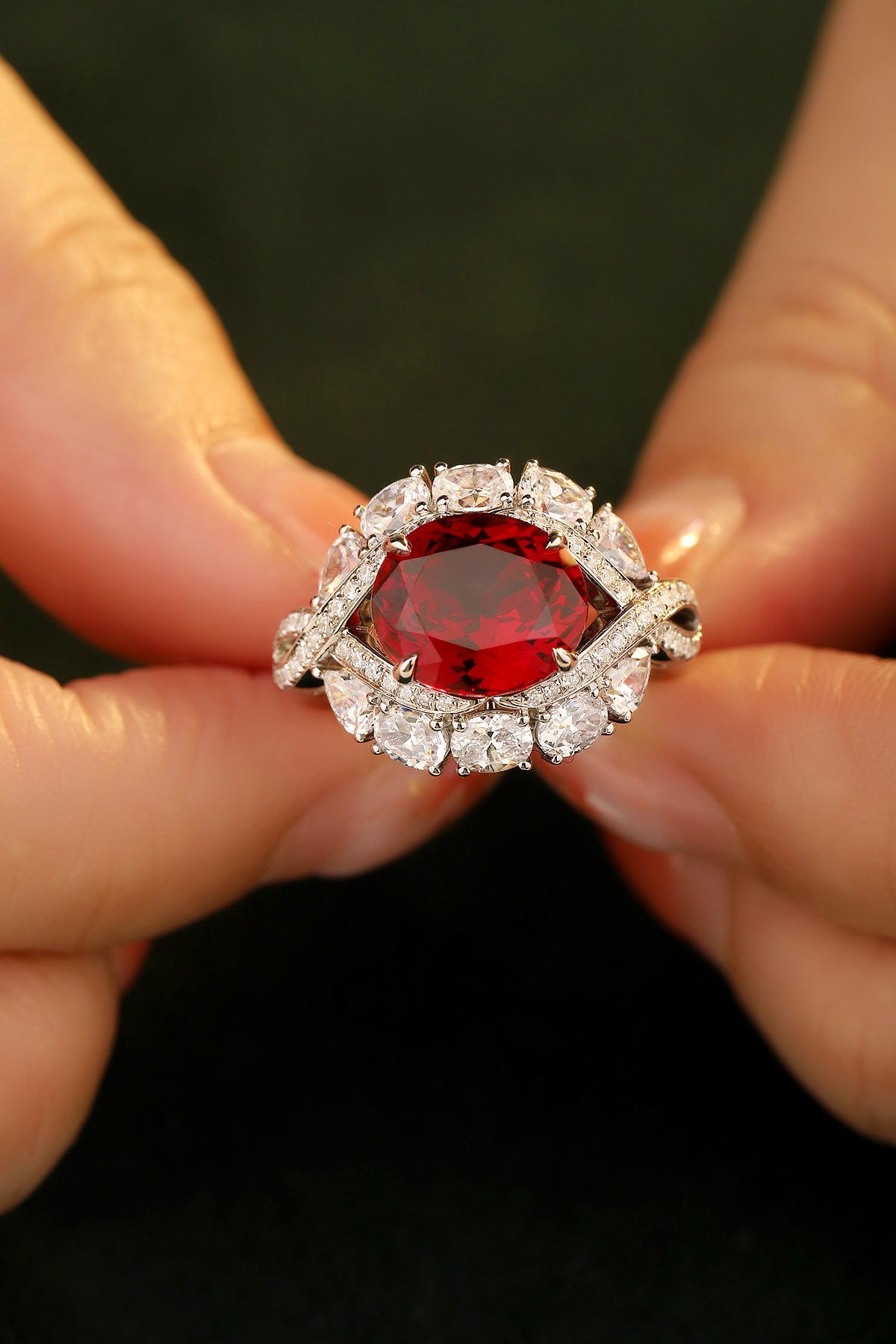 4.8 CTW Oval Lab Grown Ruby S925 Ring plated
