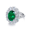 ANSTER JEWELRY 4.1 CTW Oval Lab Grown Emerald 18K Gold Ring