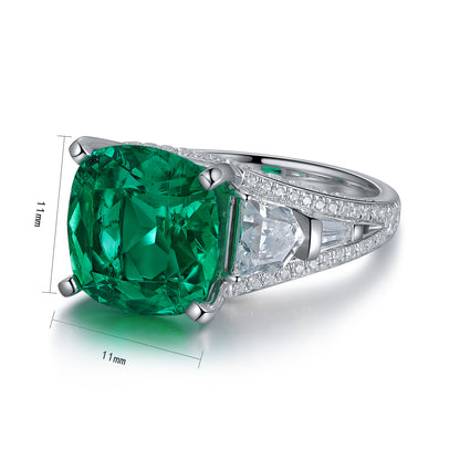 ANSTER JEWELRY 5.1 CTW Cushion Lab Grown Emerald 18K Gold Ring plated