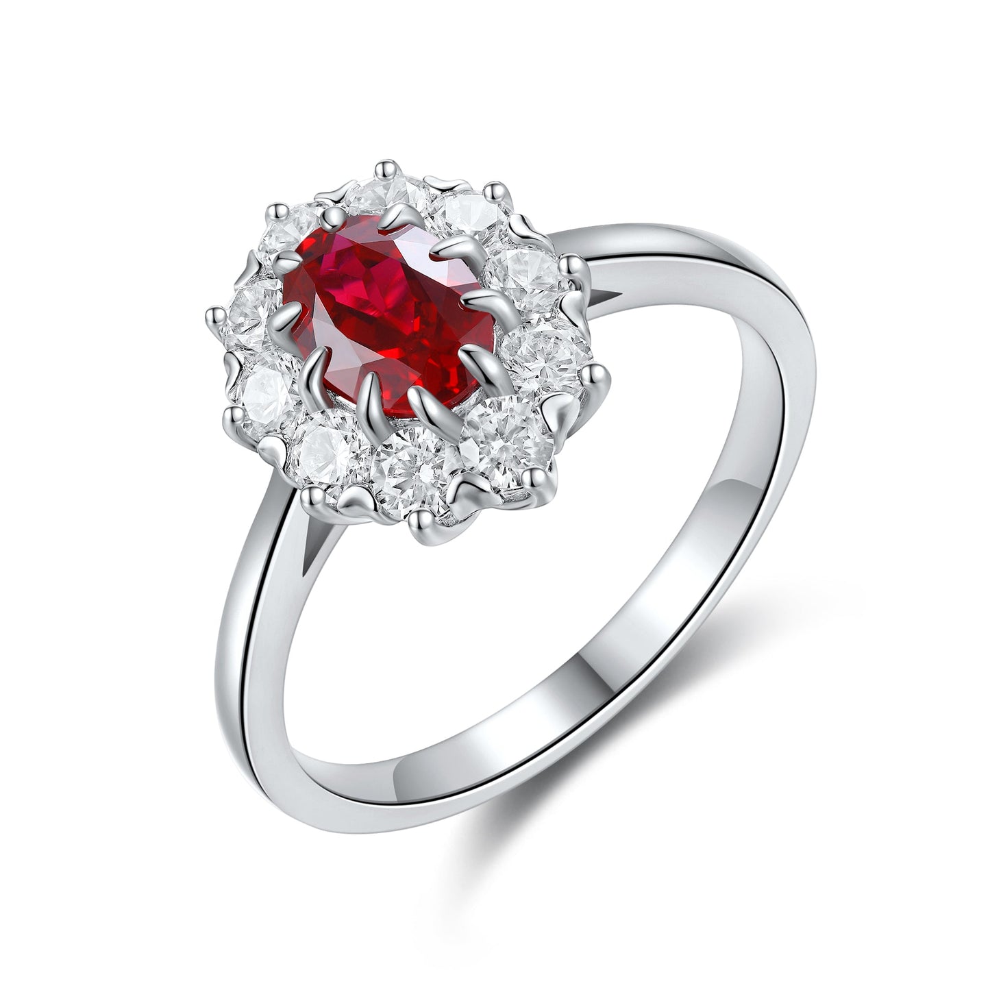 ANSTER JEWELRY 1 CTW Oval Lab Grown Sapphire S925 Ring plated