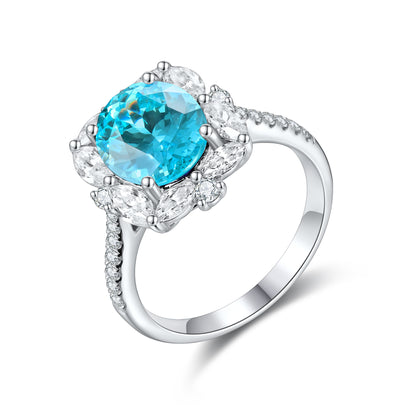 ANSTER JEWELRY 4.6 CTW Oval Lab Grown Paraiba S925 Ring plated