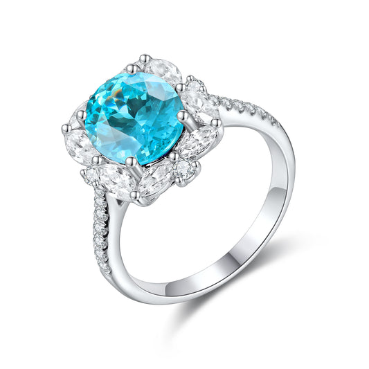 ANSTER JEWELRY 4.6 CTW Oval Lab Grown Paraiba S925 Ring plated