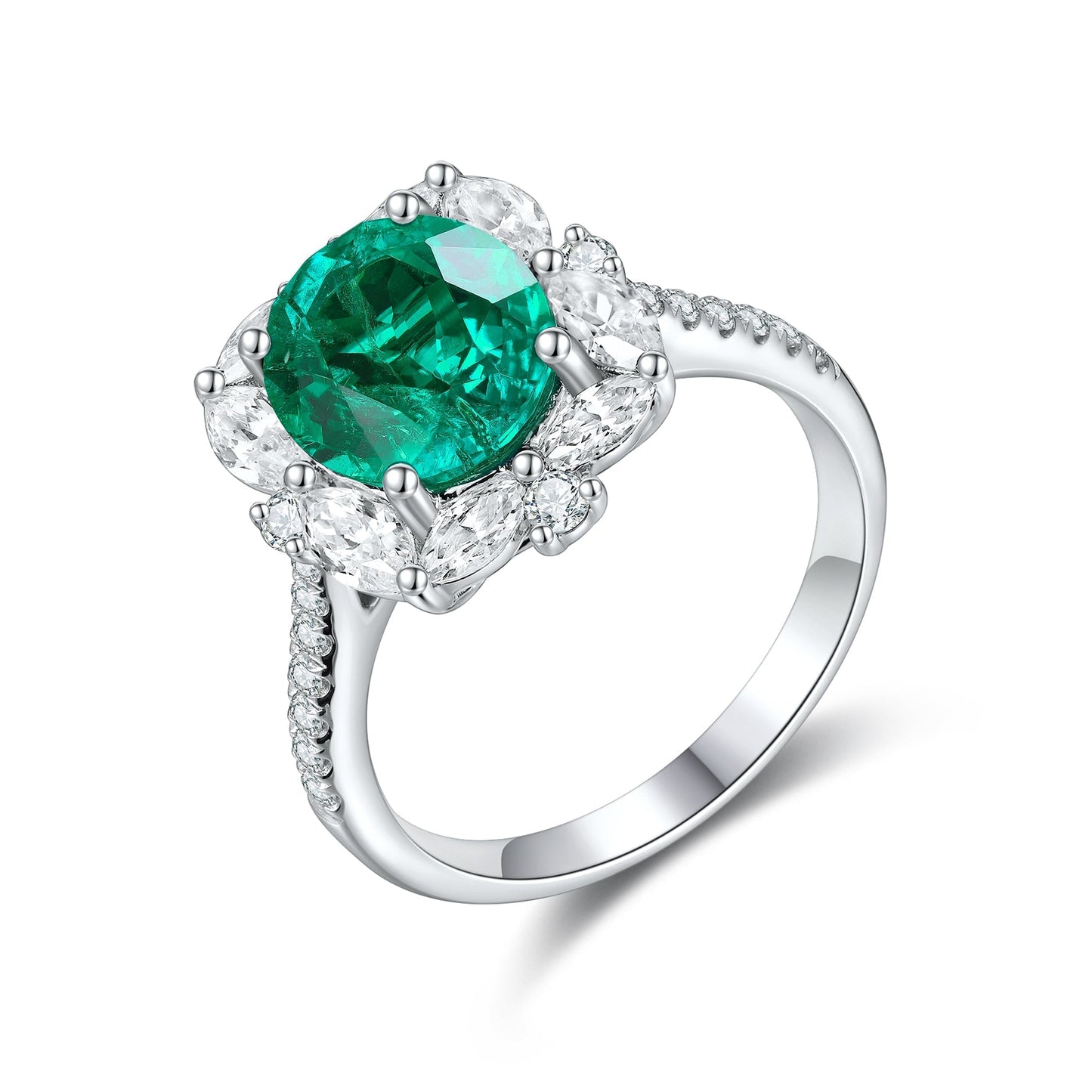 ANSTER JEWELRY 4.6 CTW Oval Lab Grown Paraiba S925 Ring plated