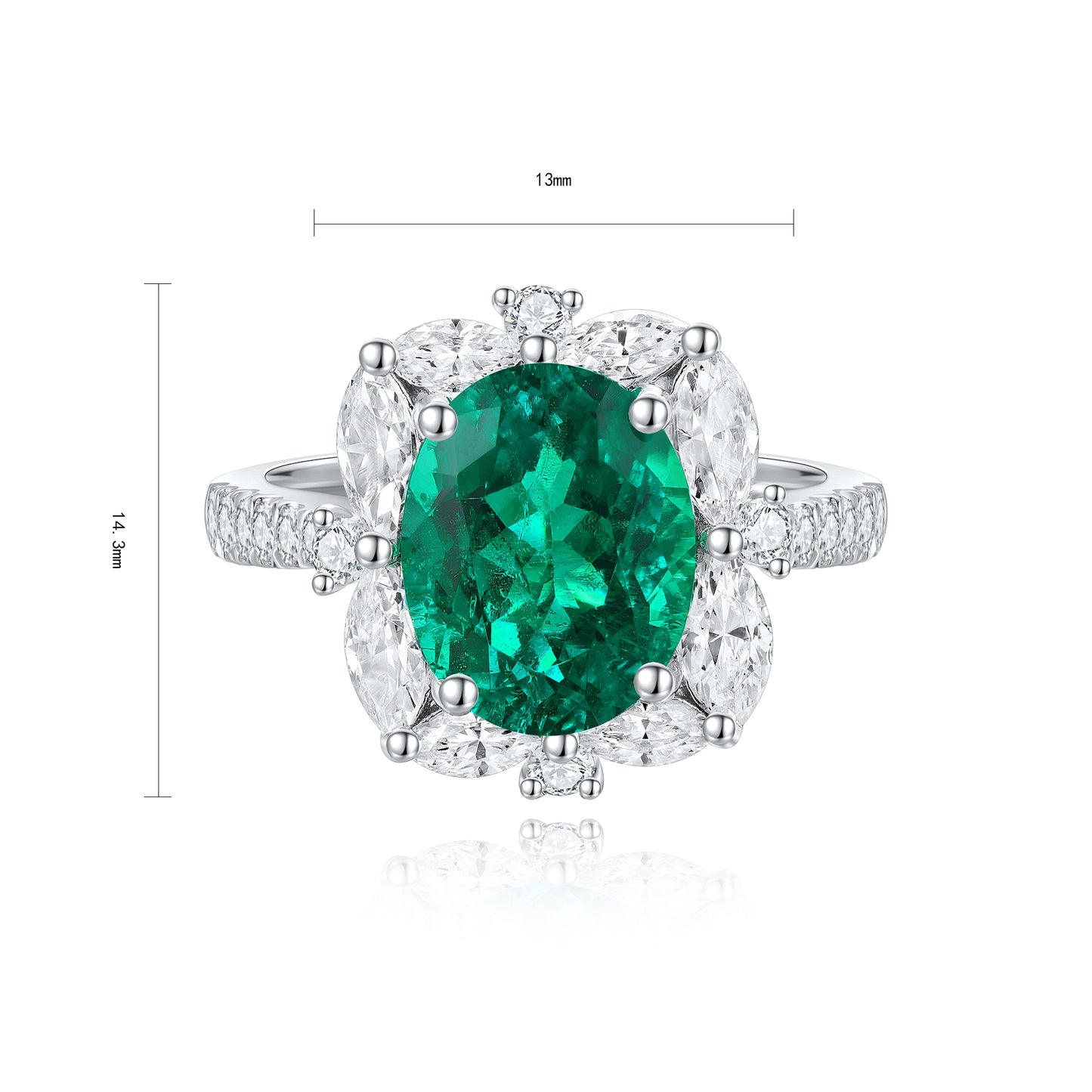 ANSTER JEWELRY 2.3 CTW Oval Lab Grown Emerald 18K Gold Ring plated