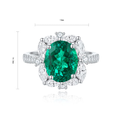 ANSTER JEWELRY 2.3 CTW Oval Lab Grown Emerald 18K Gold Ring plated