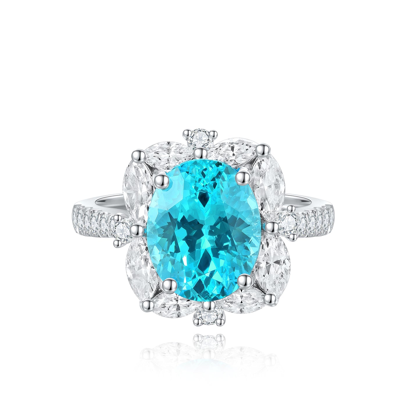 ANSTER JEWELRY 4.6 CTW Oval Lab Grown Paraiba S925 Ring plated