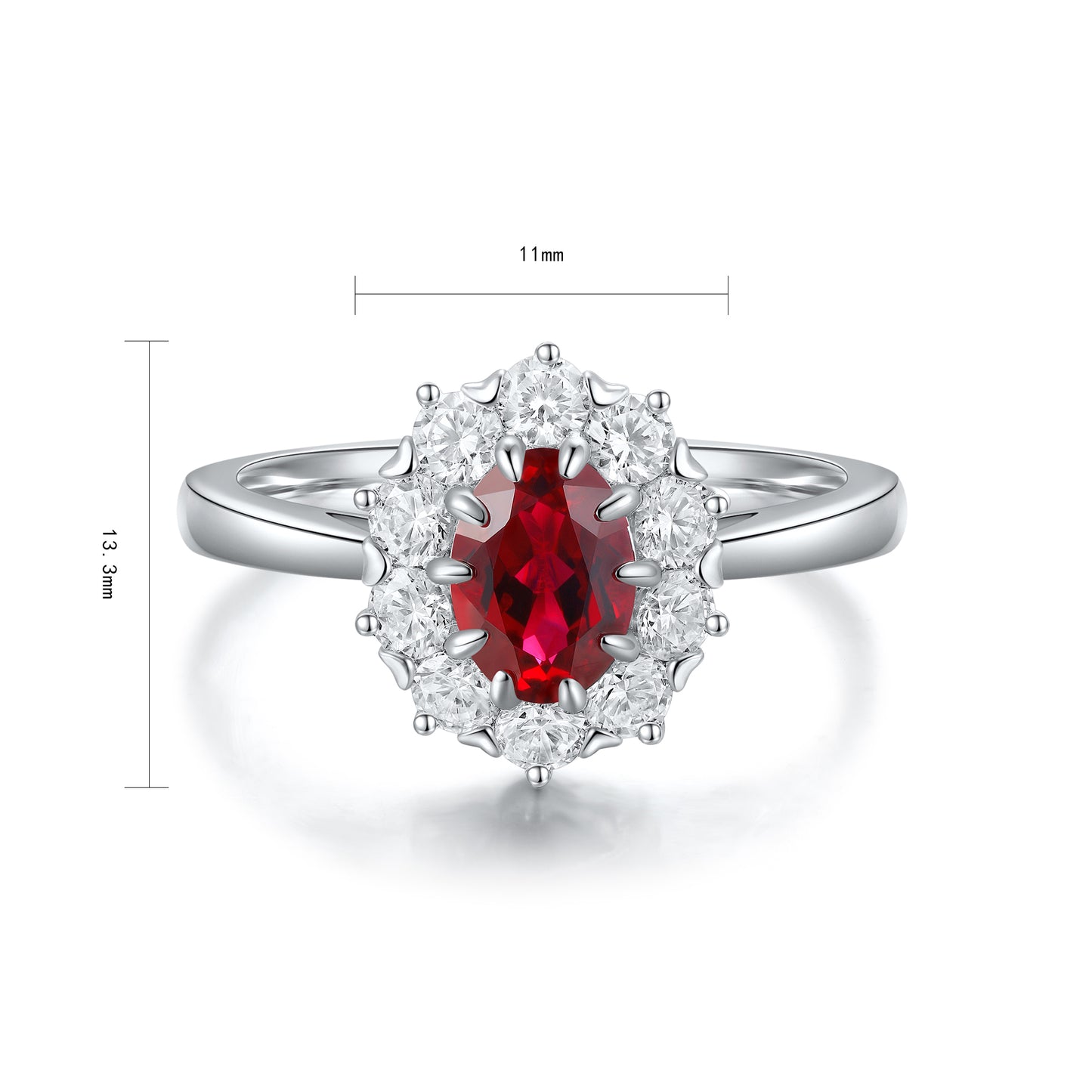 ANSTER JEWELRY 1 CTW Oval Lab Grown Ruby S925 Ring plated