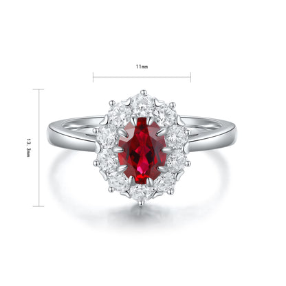 ANSTER JEWELRY 1 CTW Oval Lab Grown Ruby S925 Ring plated