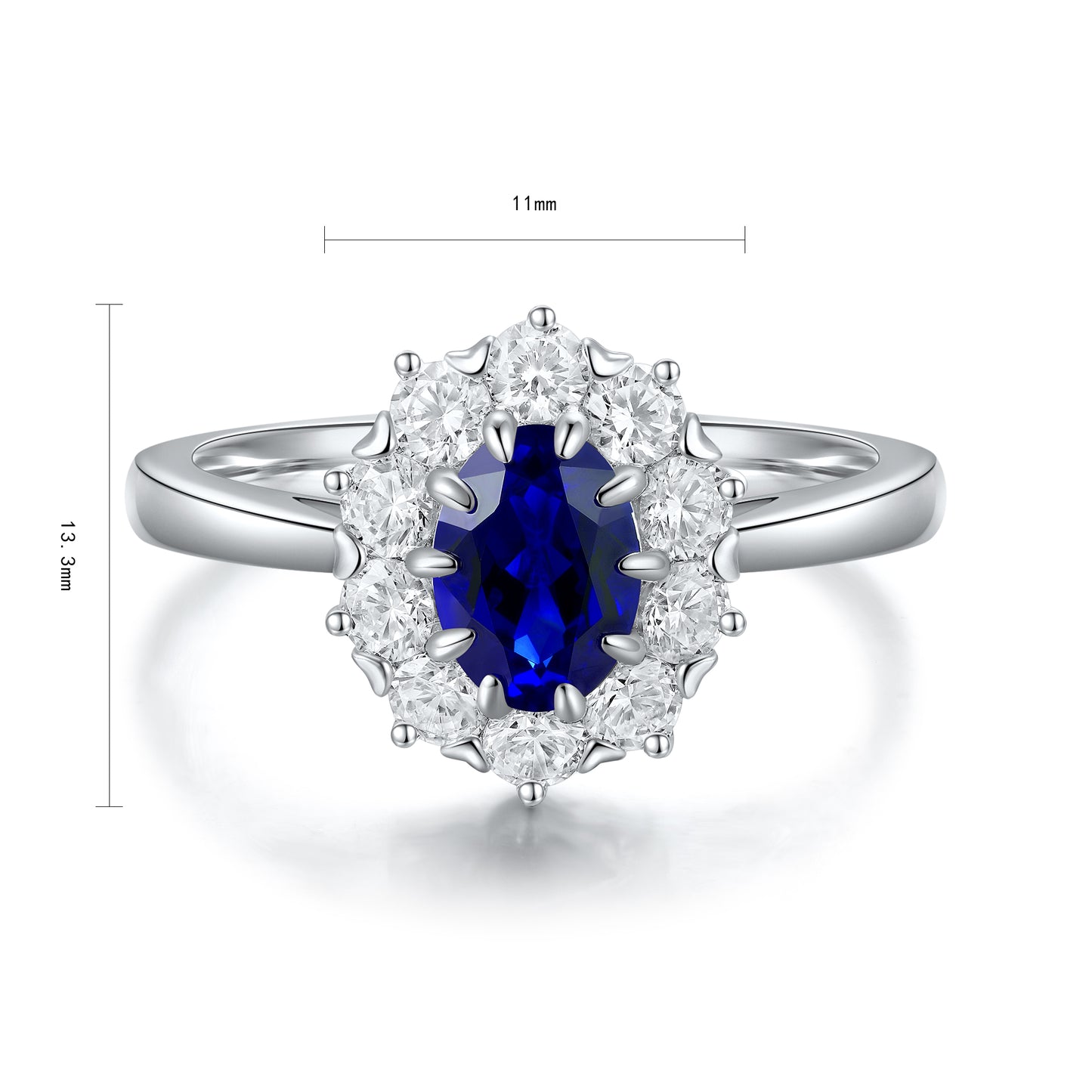 1 CTW Oval Lab Grown Sapphire S925 Ring plated