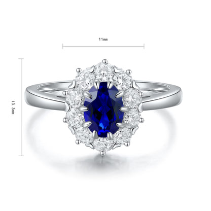 1 CTW Oval Lab Grown Sapphire S925 Ring plated