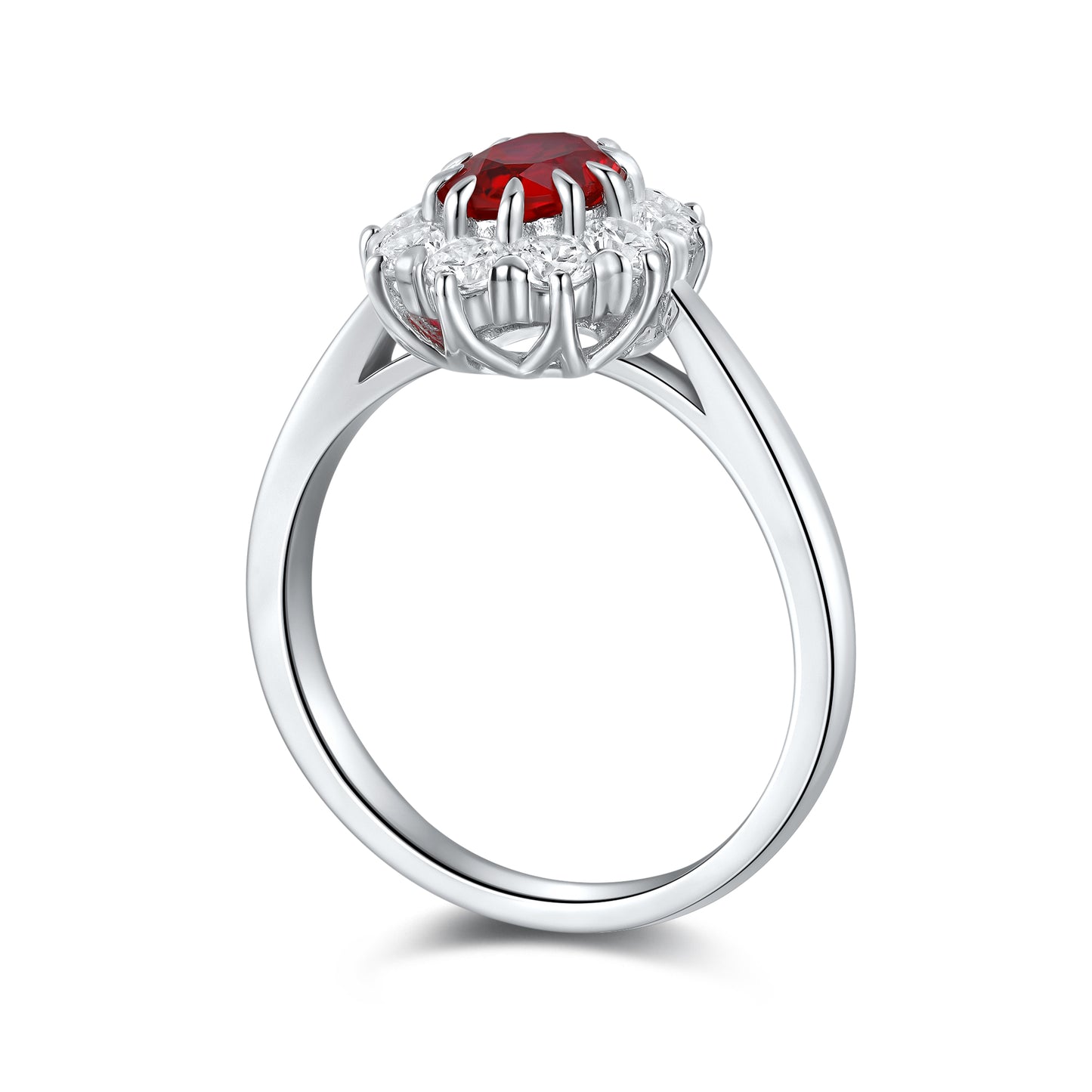 ANSTER JEWELRY 1 CTW Oval Lab Grown Ruby S925 Ring plated