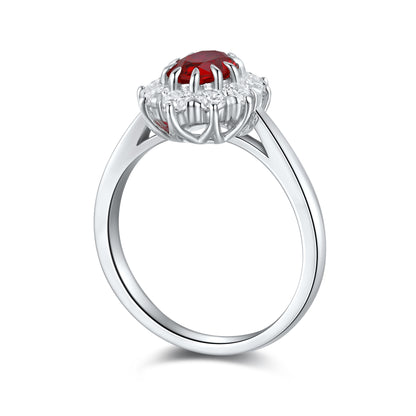 ANSTER JEWELRY 1 CTW Oval Lab Grown Ruby S925 Ring plated