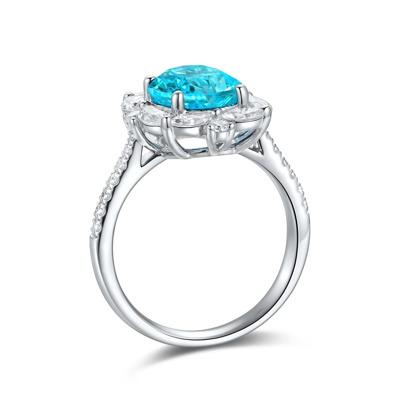 ANSTER JEWELRY 4.6 CTW Oval Lab Grown Paraiba S925 Ring plated