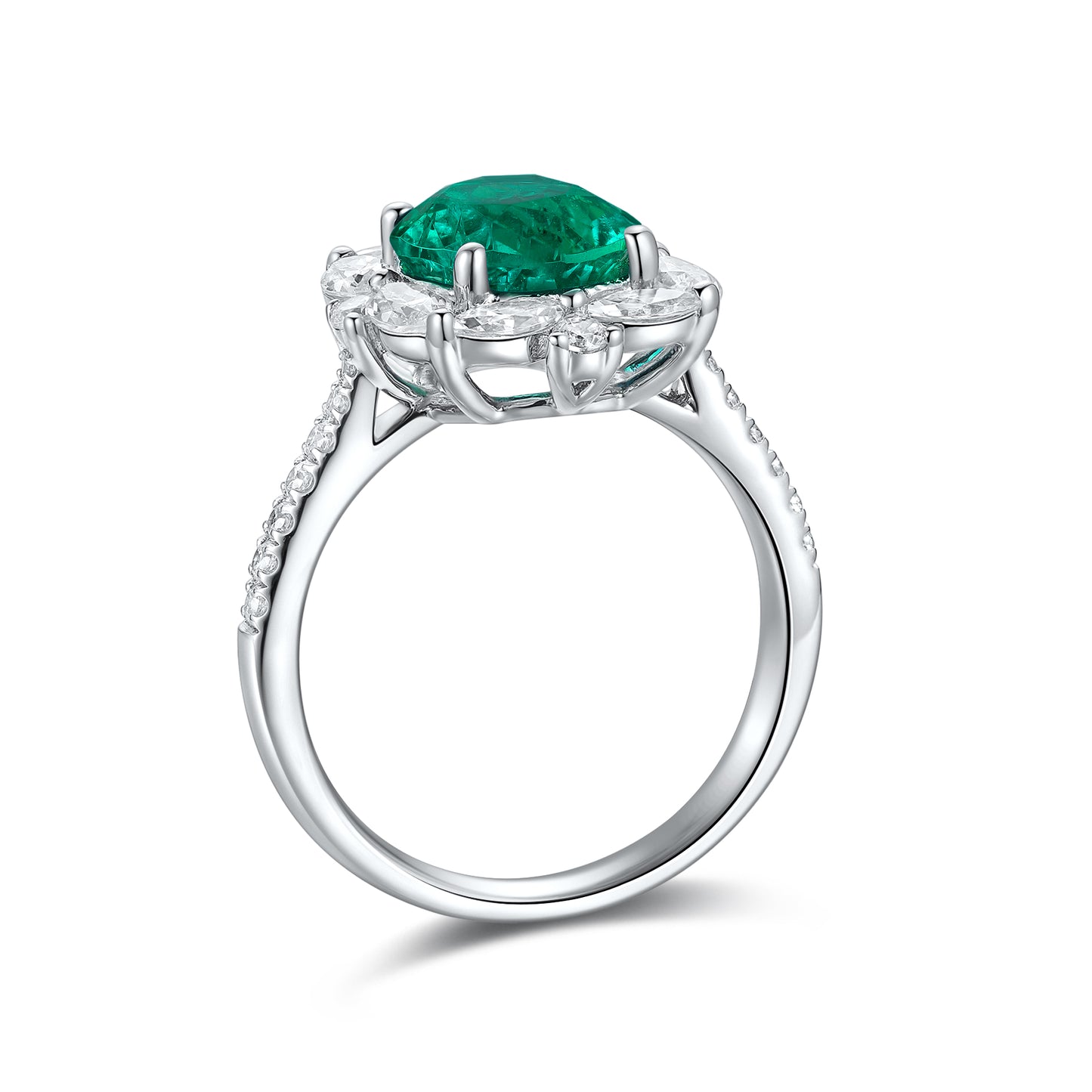 ANSTER JEWELRY 2.3 CTW Oval Lab Grown Emerald 18K Gold Ring plated