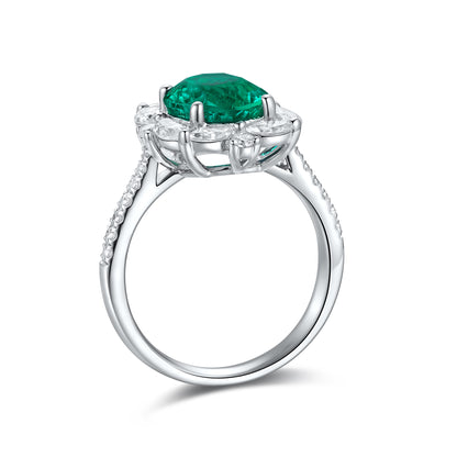 ANSTER JEWELRY 2.3 CTW Oval Lab Grown Emerald 18K Gold Ring plated