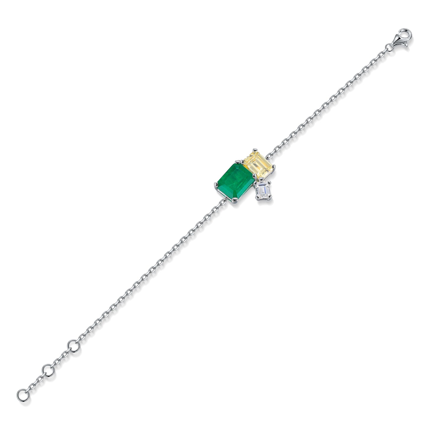 Pulseira personalizada ANSTER Jewelry com lapidação oval em ouro 18K e esmeralda cultivada em laboratório 