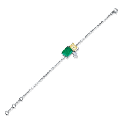 Pulseira personalizada ANSTER Jewelry com lapidação oval em ouro 18K e esmeralda cultivada em laboratório 
