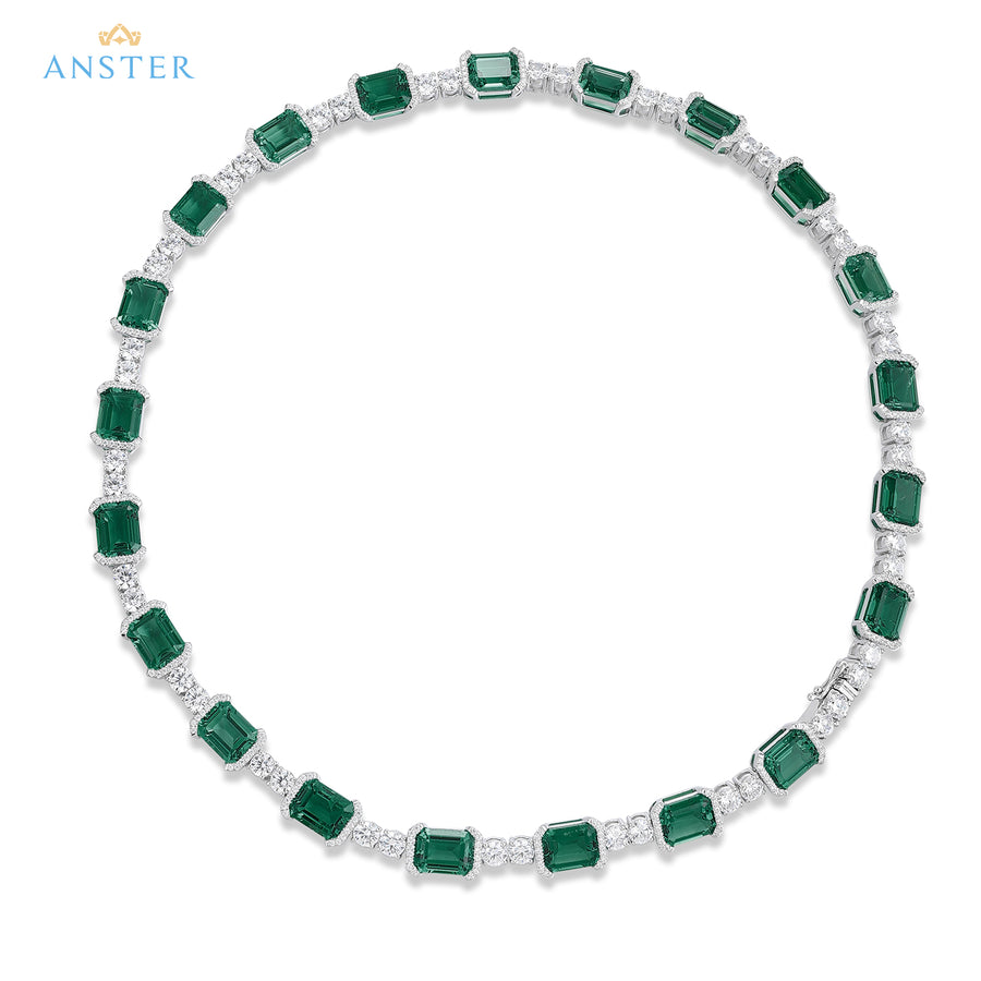 ANSTER Jewelry Custom Lab Grown Gemstone Lab Emerald 18K Gold Necklace