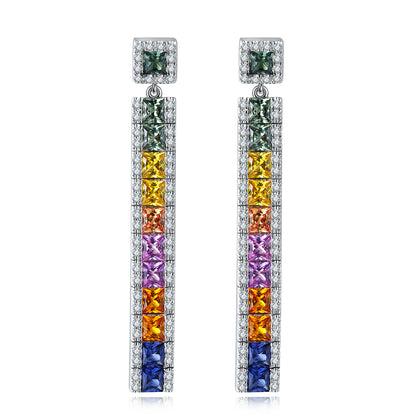 ANSTER Jewelry 4.3 CTW Princess Lab Grown Rainbow Gemstone S925 Earrings plated