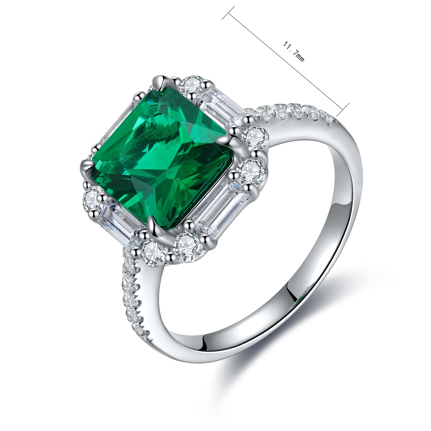 ANSTER JEWELRY 3.2 CTW Princess Lab Grown Emerald 18K Gold Ring plated