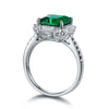 ANSTER JEWELRY 3.2 CTW Princess Lab Grown Emerald 18K Gold Ring