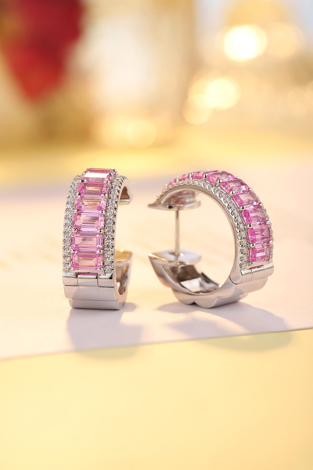ANSTER Jewelry 5.5 CTW Victorian Lab Grown Rainbow Gemstone S925 Earrings plated