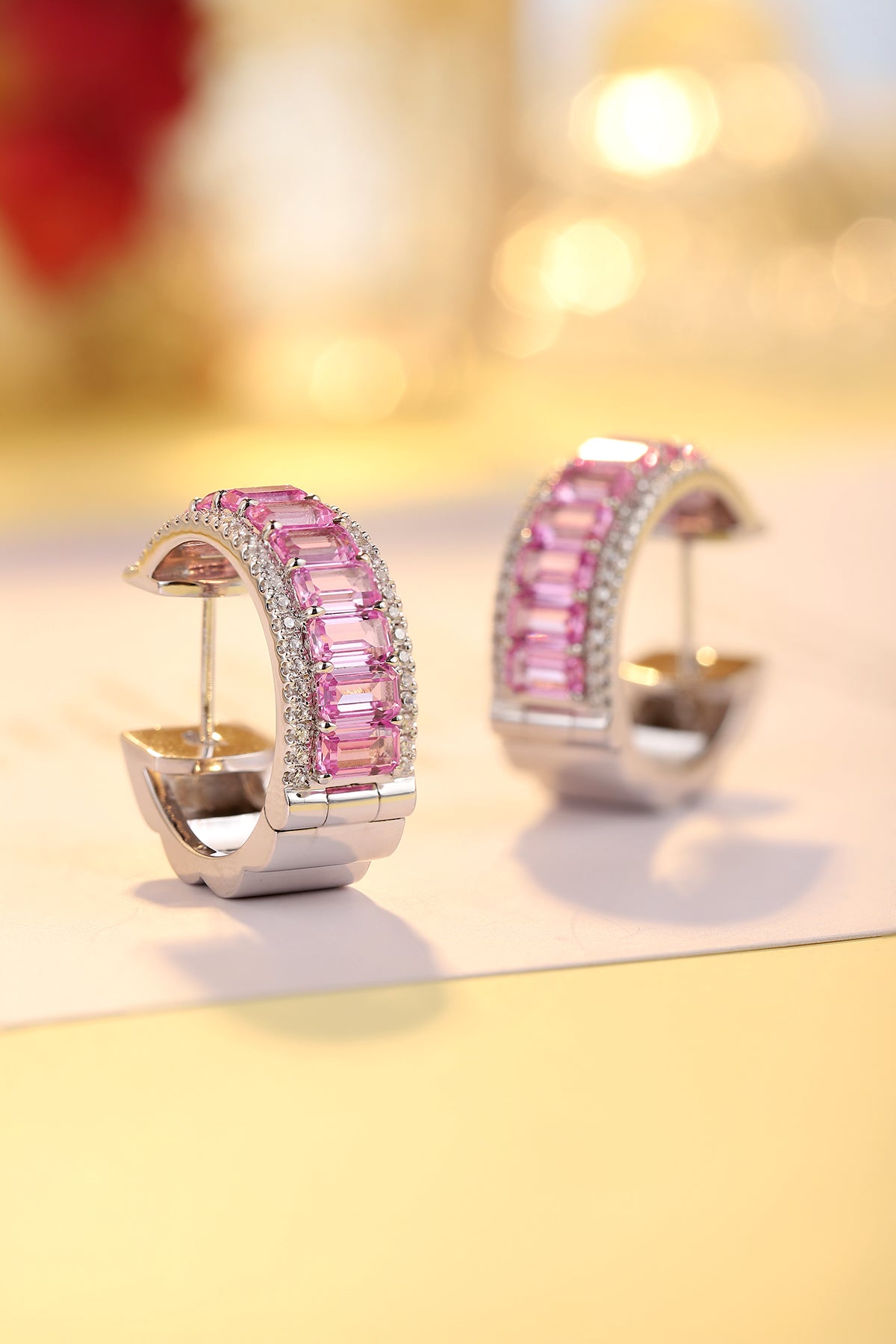 ANSTER Jewelry 5.5 CTW Victorian Lab Grown Rainbow Gemstone S925 Earrings plated