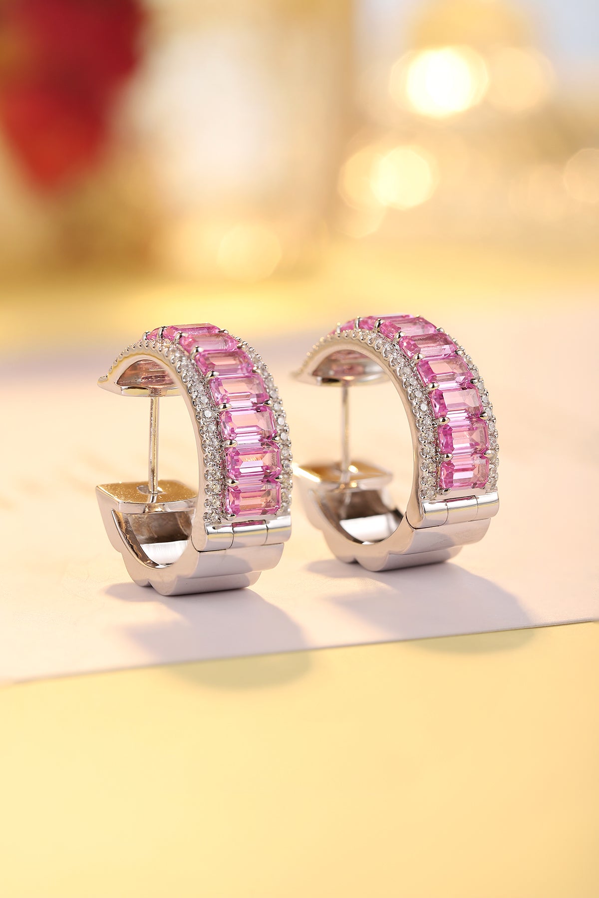 ANSTER Jewelry 5.5 CTW Victorian Lab Grown Rainbow Gemstone S925 Earrings plated