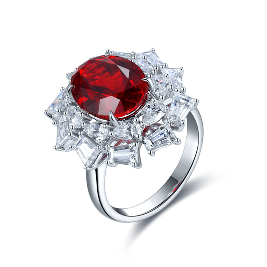 6 CTW Oval Lab Grown Ruby S925 Ring plated