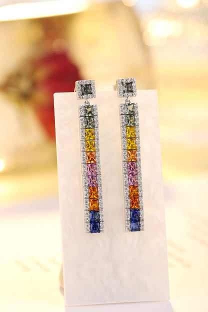 ANSTER Jewelry 4.3 CTW Princess Lab Grown Rainbow Gemstone S925 Earrings plated