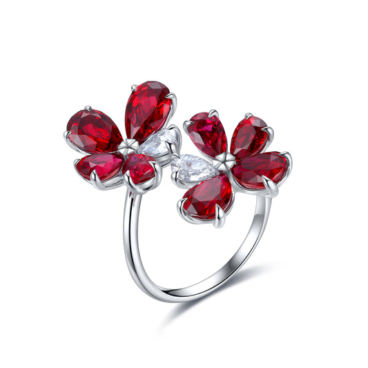 5.8 CTW Pear Lab Grown Ruby S925 Ring plated