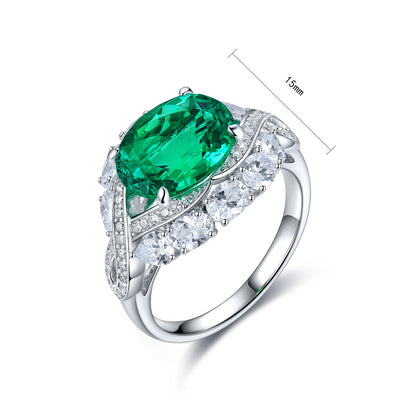 ANSTER JEWELRY 4.8 CTW Oval Lab Grown Emerald 18K Gold Ring plated