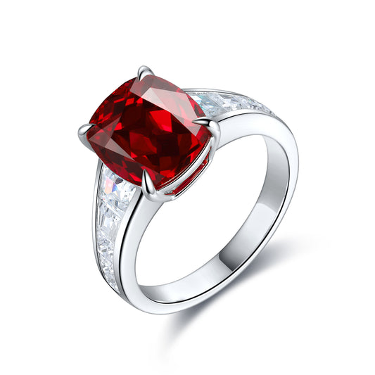 5.5 CTW Princess Lab Grown Ruby S925 Ring plated