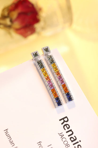 ANSTER Jewelry 4.3 CTW Princess Lab Grown Rainbow Gemstone S925 Earrings plated