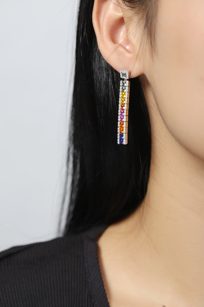 ANSTER Jewelry 4.3 CTW Princess Lab Grown Rainbow Gemstone S925 Earrings plated