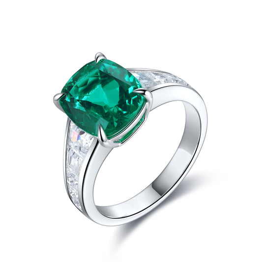 ANSTER JEWELRY 3.5 CTW Princess Lab Grown Emerald 18K Gold Ring plated